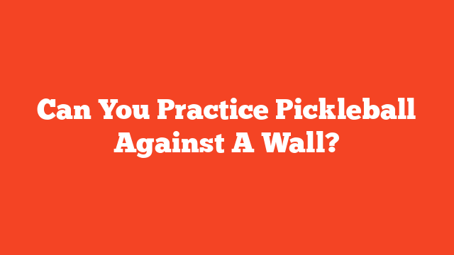 Can You Practice Pickleball Against A Wall?